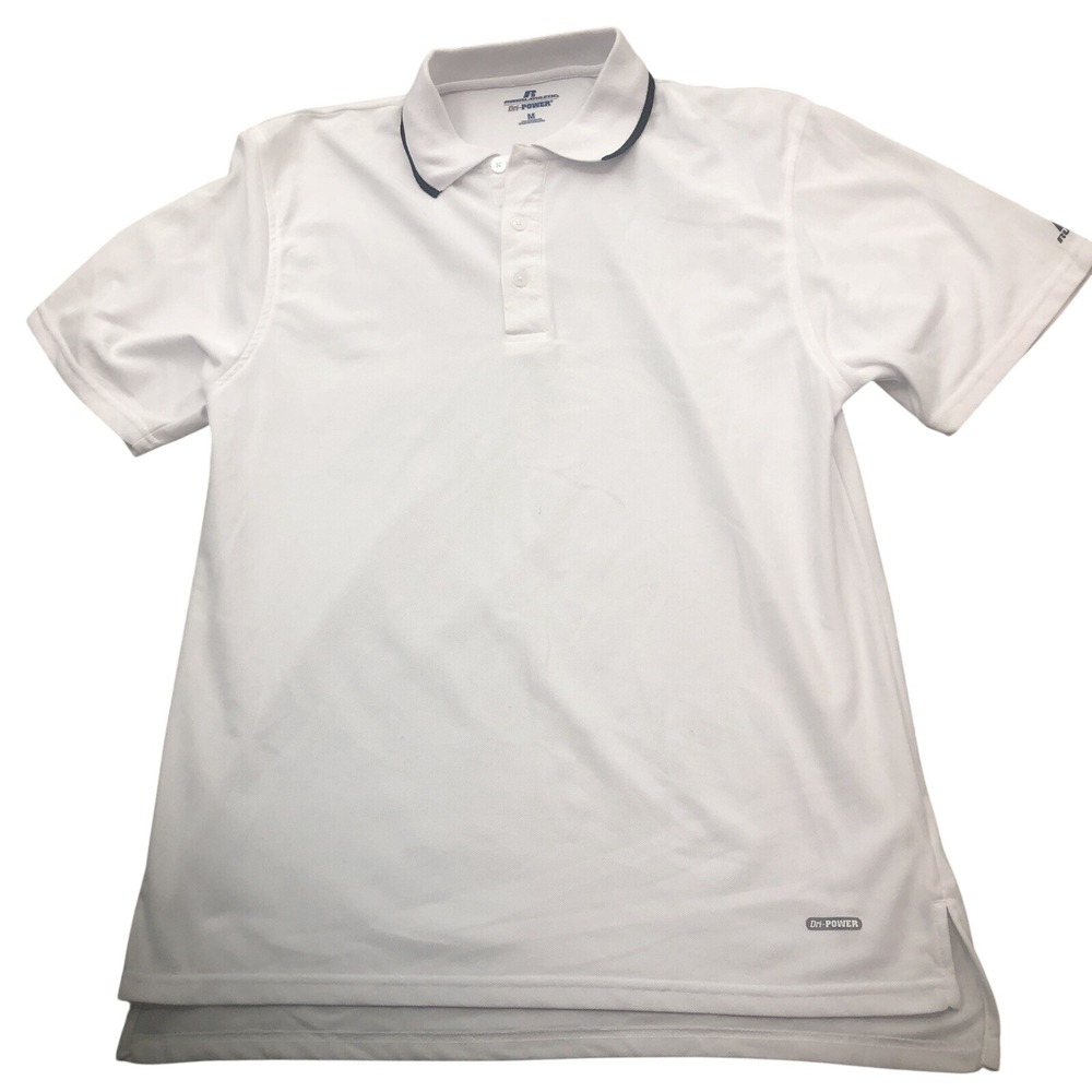 Russell Athletics Men's White Polo Size Medium Dry power